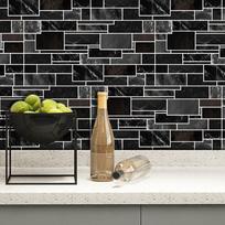Black Striped Tile Sticker  Kitchen Backsplash Oil-proof Bathroom Waterproof Home Decor Wall Decals Peel Stick Art Mural 10cmX20cmX5pcs