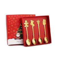 4/6 vnt Metų kalėdinis šaukštas šakutė Kalėdų papuošalai namams Kalėdų dovanos Navidad Kalėdų stalo reikmenų dekoras vaikams Dovanos 4pcs-15 red