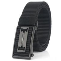 Versatile Canvas Outdoor Toothless Automatic Buckle Belt Men's Quick-Drying Nylon Zinc Alloy 120cm black