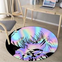 3D spausdinimas Hanyou No Yashahime kilimų raštas Apvalus kilimas Namų dekoras Neslystantis apvalios zonos kilimėlis miegamojo kėdės kilimėliui 60cm