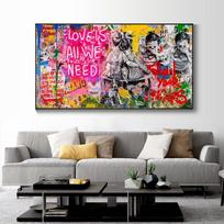 Be rėmelio Meilė yra viskas, ko mums reikia Graffiti plakatas ant drobės Religiniai plakatai spausdina Cuadros sienų meno paveikslėlius gyvenamajam kambariui 20*40cm