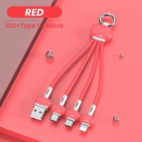 3 viename USB tipo C laidas, skirtas iPhone 13 12 11 XS X XR 3in1 2in1 USB kabelis Įkroviklis Micro USB Type C laidas, skirtas Xiaomi Redmi 13cm raudona