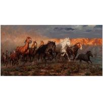 Modernus Spalvingas Bėgantis Arklys Gyvūnai Drobės Tapyba Plakatai ir Spaudiniai Sienų Meno Paveikslas Svetainės Sienų Dekorui Cuadros 20X40cm Unframed brown