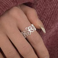 925 Sterling Silver Rings Fashion Hip Hop Vintage Couples Creative Fower Hollowot Thai Silver Party Jewelry Birthday Gifts Resizable balta