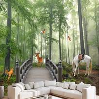 3d Kambario Miško Tapetai Džiunglių Ponis Fawn Apdaila Svetainės Svetainės Miegamojo Vaikų kambario Namų apdaila 200 cm(W) x 140 cm(H)
