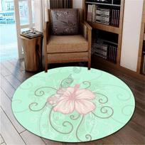 Havajų Hibiskas Pastelinis Apvalus Kilimas 3D Spausdintas Kilimas Neslystantis Kilimėlis Valgomojo Kambarį Svetainę Minkštas Miegamojo Kilimas Diameter 60cm black