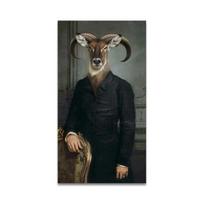 Drobės tapyba Retro nostalgija Džentelmenas Aliejiniai paveikslai Sienos menas Avies gyvūno plakatai Spaudiniai svetainei namų sienai Moduliniai 21*30cm