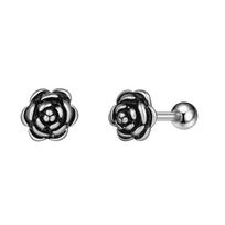 Retro People Smearing Flowers Earrings Imitation Thai Silver Rose Ear Bone Nails sidabras