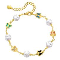 Franc Butterfly Pendant Bracelet Imitation Pearl Luxury Woman Elegant Noble Temperament Lady Gift Bracelet Irregular Korean Simple Bracelet 18K auksas