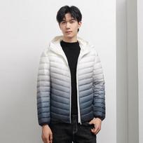 Man Winter Novel Gradient Jacket 90% White Duck Down Men Hooded Ultra Light Sporty Jackets Warm Outwear Parkas Outdoors Coat XXXL white