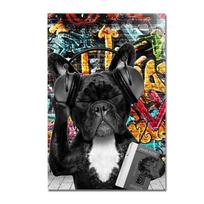 Graffiti gyvūnų drobės tapybos buldogų plakatas su kabančiu spaudiniu su ausinėmis 21cm×30cm NoFrame