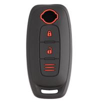 Silikoninis išmanusis automobilio raktų pakabuko žiedo dangtelio korpuso laikiklis 3 mygtukas, skirtas Nissan Altima Teana Qashqai Ariya Cube Kicks Rogue juoda