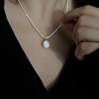 S925 Sterling Silver Baroque Pearl Necklace Women's Fashion Ins Sparkling Clavicle Chain 40CM