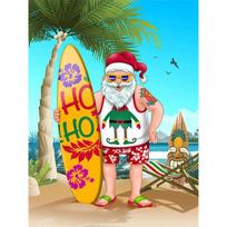 Full 5D Diamond Painting Cartoon Santa Claus Diamond Embroidery Beach Mosaic Landscape Seaside Rhinestone Decor Christmas Full Round 20x30CM blue