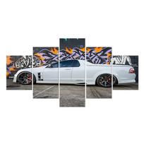 Balta sportinio automobilio rėmo 5 plokštės sieniniai meno spaudiniai tapyba Modernus modulinis paveikslėlis Namų dekoras Svetainės apdailos paveikslai Be rėmelio 20x35cm*2  20x45cm*2  20x55cm*1