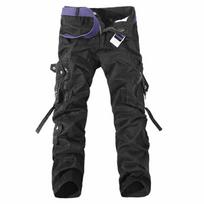 Cargo Pants Vyriškos mados laisvalaikio kelnės Daugiakišenės tiesios karinės kelnės 28 juoda