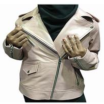 Moteriška šviesiai rožinė odinė striukė, motociklininko striukė, motociklininko striukė, „Real Cafe Racer“ odinė striukė, motociklo striukė, dizainerio sukurta striukė su užtrauktuku, ilgomis rankovėmis, žmonos dovana XS rožinė