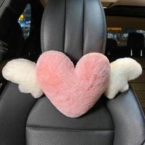 JINSERTA Heart-Shaped Car Headrest Plush Love Neck Pillow Seat Back Pillow Lumbar Support Cushion Universal Car Headrest gray