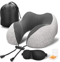 Travel Pillow Air Plane Sleep Memory Foam Relax Neck Support Set Eye Mask