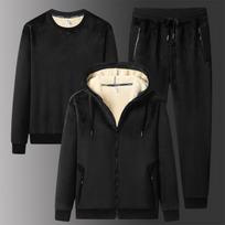 Rudens žiemos vyrų sportinis kostiumas, 3 dalių komplektas, megztiniai, sportiniai, sportiniai kostiumai, megztiniai, kelnės, avinėlio kašmyro kostiumas, vyriški drabužiai L juoda