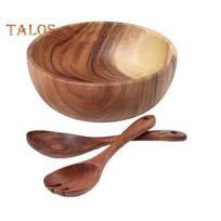 3Pcs/Set Salad Fork Set Comfortable Grip Eating Anti-deform Useful Japanese Style Bowl Spoon Utensil Daily Use brown