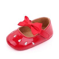 Mergaičių princesės suknelės bateliai, blizgios odos „Bowknot Mary Jane Flats“ su neslystu minkštu padu 11cm raudona