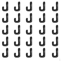 25pcs Kayak Canoes Boats Nylon J Lashing Hooks Hole Dia. 4mm black