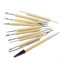 11x Dvigubas skulptūrinis nerūdijančio plieno molio rinkinys beige