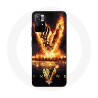 Coque Redmi Note 11 5G Vikings Série Saison 6 logo V Epée de Feu Fond Noir juoda