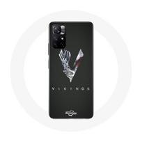 Coque pour Xiaomi Redmi Note 11s 5G Vikings Série Saison 6 logo V Epée Gris Fond Noir pilka