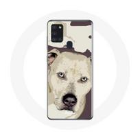 Coque Samsung Galaxy A21S Chien de Pitbull Blanc balta