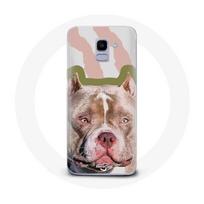 Coque pour Samsung Galaxy A6 2018 Chien de Pitbull marron