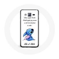 Coque pour Samsung Galaxy J7 Lilo et Stitch Ohana Citation Blanc
