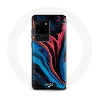 Coque pour Samsung Galaxy S20 Ultra Texture abstraite bleu noir rouge