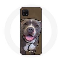 Coque pour Samsung Galaxy A22 5G Chien Pitbull Blanc gris