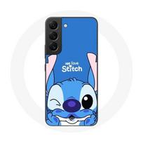 Coque pour Samsung Galaxy S21 FE Stitch mignon fond bleu