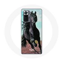 Coque pour Xiaomi Redmi Note 10 Pro Cheval Noir De La Race Frisonne juoda