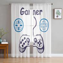 Game Keyboard Cartoon Sheer Curtains for Girl Kids Bedroom Kitchen Window Drapes Curtain Home Decoration 135W x 114H(cm) black