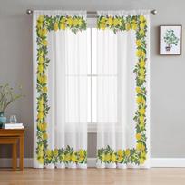 Vasarinės vaisių ir citrinų skaidrios langų užuolaidos svetainei, virtuvei, vaikų miegamajam, tiulio pakabinama užuolaida 135W x 114H(cm) white