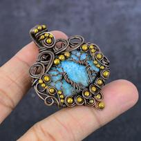 „Natural Republic Larimar“ rankų darbo varinės vielos pakabukas 2,28 colio (u8P41) black