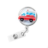 Badge Reel Holder ID Cute Nurse Key Card Name Tag for Nursing Red Heart gray