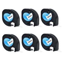 6 pakuotės 91201 etiketės, suderinamos su Dymo Letratag etikečių žymekliu, plastiko/popieriaus užpildymo juostomis 91200, skirtomis Dymo LT100H LT100T spausdintuvui
