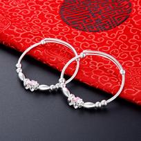 Korean Version of S999 Baby Foot Silver Bracelet, Newborn Baby Ethnic Style Pixiu Bracelet, Children's Adjustable Oil Drop Accessory Adjustable size red