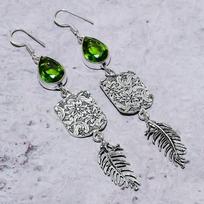 Natural Peridot Gemstone Handmade 925 Sterling Silver Gift Earring 3.66  K8m34 gray