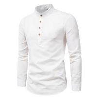 Vyriški verslo marškiniai Slim Fit stovima apykakle Lengva kvėpuojanti stilingi ilgomis rankovėmis vyriški marškiniai M balta