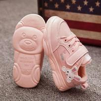 Baby Sports Shoes  1-5-year-old Girls' Net Red Bear Shoes Spring and Autumn Single Shoes Small and Medium-sized Shoes 21 rožinė