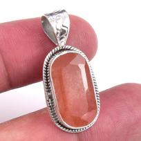 Natural Angel Hair Quartz Gemstone 925 Solid Sterling Silver Pendant 1.25'' S4e23 brown