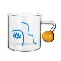 Glass Cup Fas on Creative Portable Creative Transparent Drink Bottle with Handle Short Type