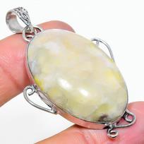 Natural Bumblebee Jasper Gemstone 925 Sterling Silver Gift Pendant 2.17  Z0b66 beige