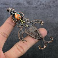 Natural Spiny Oyster Gemstone Copper Wire Wrap Gift Jewelry Pendant 3.86  E1c00 black